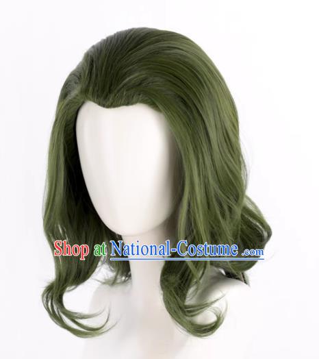 Movie Joker Mixed Green Short Curly Cosplay Wig