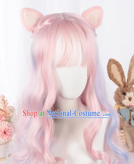 Harajuku Soft Girl Lolita Long Curly Hair Rainbow Color Cute Girl Cute Girl Cos Wig