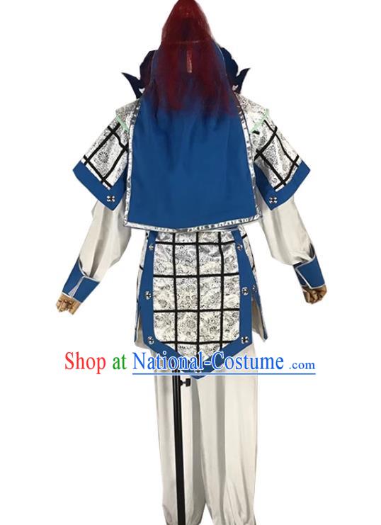 Blue Drama Soldier Clothes Costumes Yue Opera Huangmei Opera Costumes Qiong Opera Singer Opera Male Soldier Wusheng Clothes