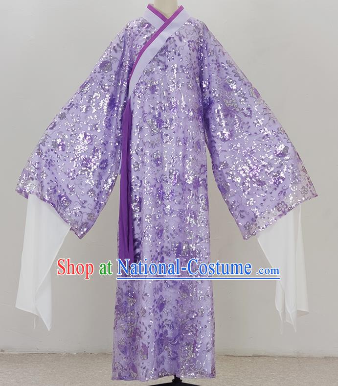 Purple Drama Costumes Ancient Costumes Yue Opera Huangmei Opera Costumes Cantonese Opera And Qiong Opera Costumes Sequins Diagonal Collar Water Sleeves Student Clothes