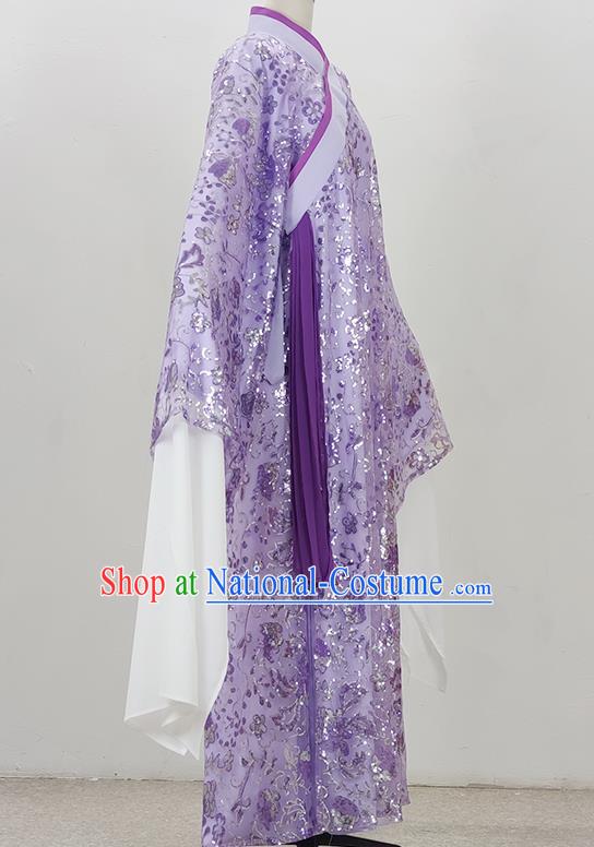 Purple Drama Costumes Ancient Costumes Yue Opera Huangmei Opera Costumes Cantonese Opera And Qiong Opera Costumes Sequins Diagonal Collar Water Sleeves Student Clothes