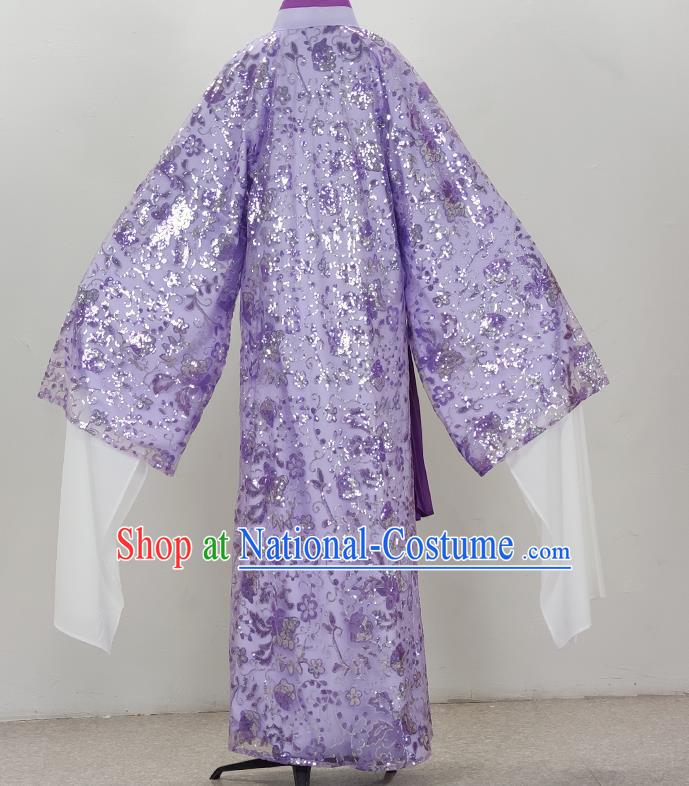 Purple Drama Costumes Ancient Costumes Yue Opera Huangmei Opera Costumes Cantonese Opera And Qiong Opera Costumes Sequins Diagonal Collar Water Sleeves Student Clothes