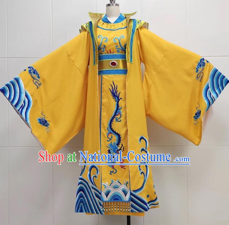 Golden Drama Costumes Ancient Costumes Shaoxing Opera Huangmei Opera Niche Embroidered Dragons Water Legs Large Cuffs Qinghe King Dragon Robe Emperor Prince Clothes