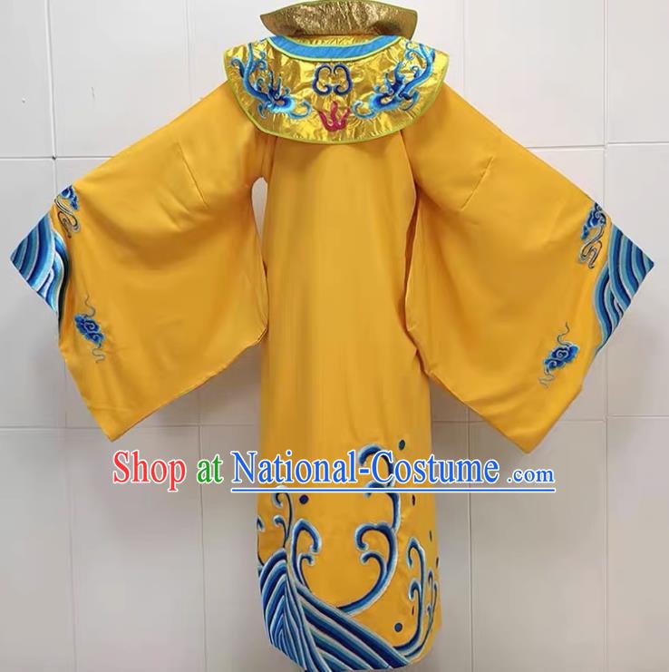 Golden Drama Costumes Ancient Costumes Shaoxing Opera Huangmei Opera Niche Embroidered Dragons Water Legs Large Cuffs Qinghe King Dragon Robe Emperor Prince Clothes