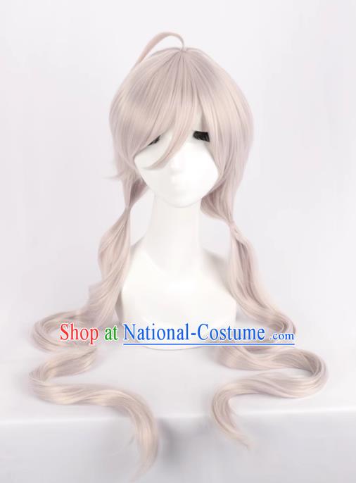 Yukiyin 100CM Cosplay Mixed Silver Double Ponytail Slender Straight Hair Wig