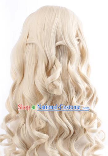 Queen Beige Middle Parted Long Curly Hair Cosplay Anime Wig