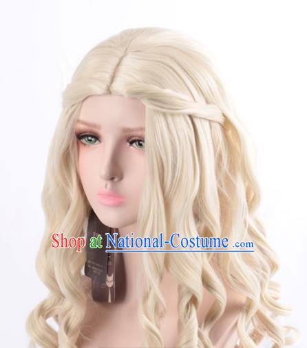 Queen Beige Middle Parted Long Curly Hair Cosplay Anime Wig