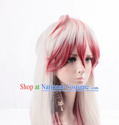 Onmyoji Demon Fox Fox Faced Elegant Man With Silver White Gradient Red COS Wig