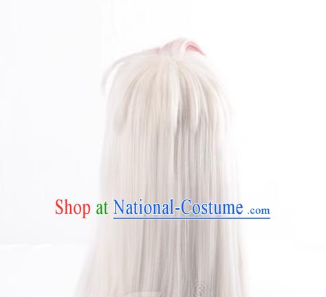 Onmyoji Demon Fox Fox Faced Elegant Man With Silver White Gradient Red COS Wig