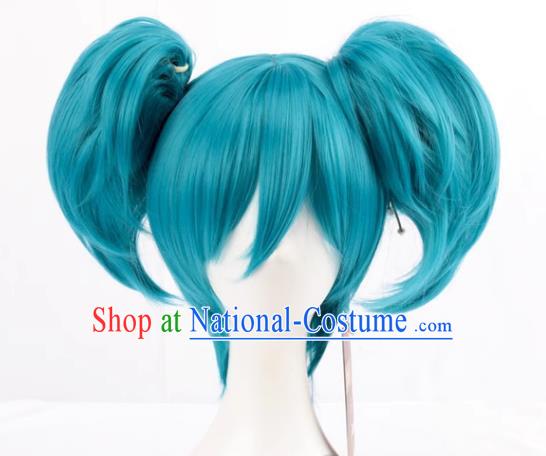 Cosplay Sally Face Sally  Face Mixed With Blue Lake Blue Twin Ponytails Anime Wig