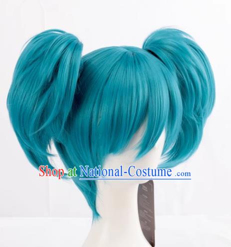 Cosplay Sally Face Sally  Face Mixed With Blue Lake Blue Twin Ponytails Anime Wig