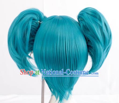 Cosplay Sally Face Sally  Face Mixed With Blue Lake Blue Twin Ponytails Anime Wig