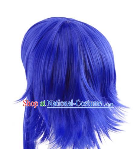 Gumi Color Changing Version Of Sapphire Blue Sideburns Lengthened And Turned Up VOCALOID Cosplay Short Wig