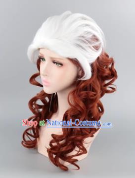 White Gradient Brown Long Curly Hair Cos Wig