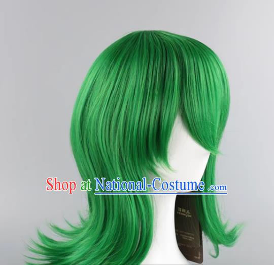 Inside Out Hates The Reverse Warped Mixed Green Short Hair Flip Up Style Cosplay Anime Wig