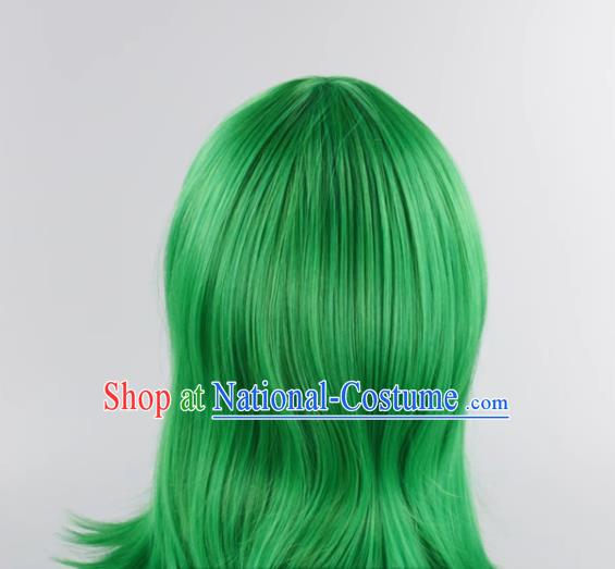 Inside Out Hates The Reverse Warped Mixed Green Short Hair Flip Up Style Cosplay Anime Wig