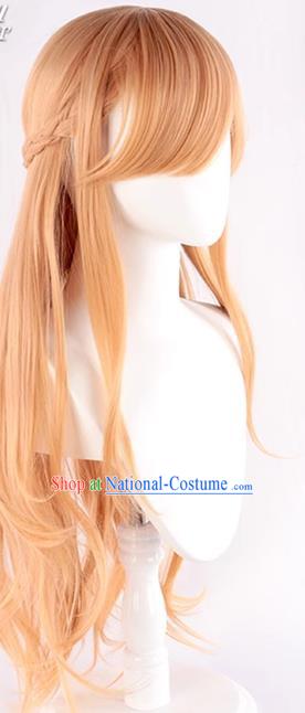 100CM Long Straight Hair Anime Miko Warm Orange Cospaly Wig