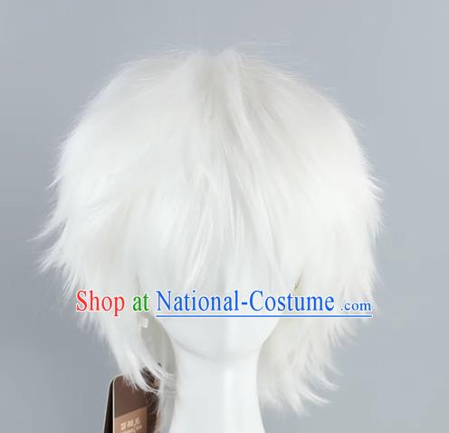 Gintama Sakata Gintoki Minghu Reversed Fluffy Qisili White Men Short Hair Cos Wig