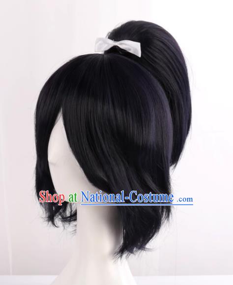 Yamato Mamoru Yasuda Cos Wig Sword Flurry Black And Blue Reverse Curled Hair Card Full Top Anime Fake Hair