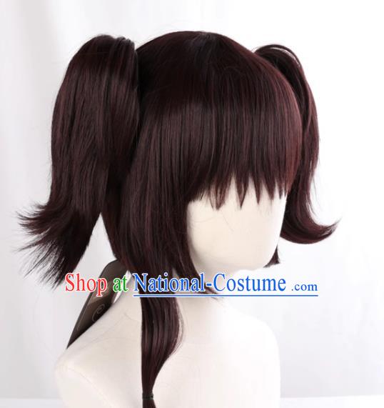 Iron Fortress Cabanelli Unnamed Dark Brown Split Double Tiger Clip Female Cosplay Wig