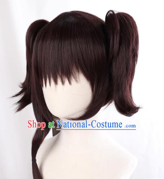 Iron Fortress Cabanelli Unnamed Dark Brown Split Double Tiger Clip Female Cosplay Wig