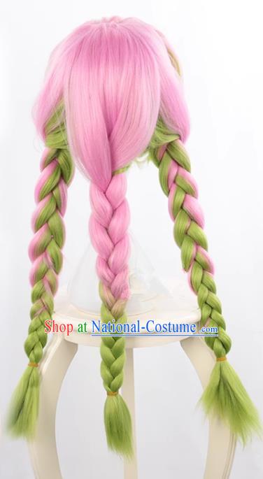 Demon Slayer Kimetsu No Yaiba Kanroji Mi Glass Powder Gradient Green Gradient Twist Cosplay Wig