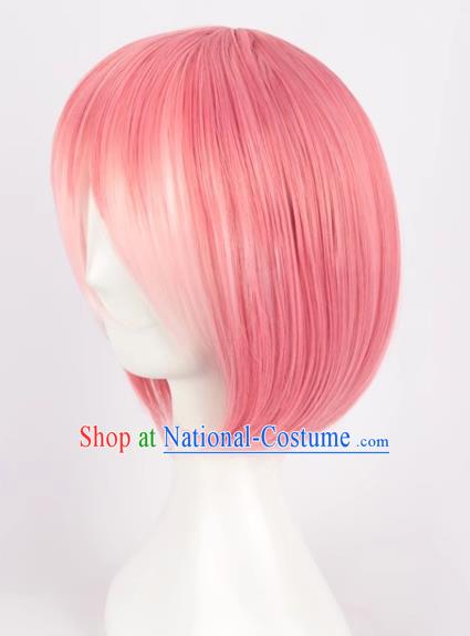 A Different World From Scratch Gradient Pink Maid Ram Adult Short Hair Cos Wig