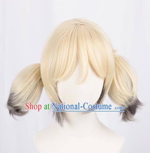 Arknights Ifrit Light Yellow Gradient Black And Gray Reversed Ponytail Cos Anime Wig