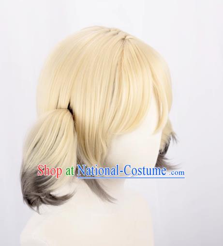 Arknights Ifrit Light Yellow Gradient Black And Gray Reversed Ponytail Cos Anime Wig