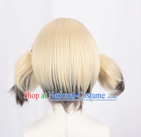 Arknights Ifrit Light Yellow Gradient Black And Gray Reversed Ponytail Cos Anime Wig