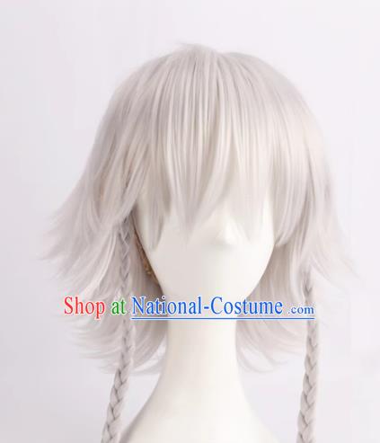 Touhou Project Sakuya Izayoi Cos Fake Hair Double Twist Silver White Cosplay Wig