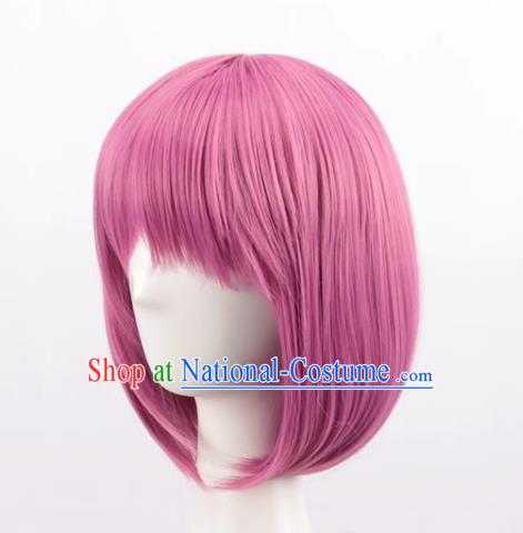 Fengxian Purple Female Short Hair Bobo Bob Hair Button Round Face Air Bangs Internet Celebrity Headgear Wig