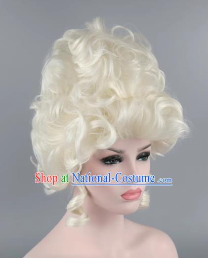 Fluffy Curly Hair Platinum Aristocratic Queen Palace Masquerade Cos Wig