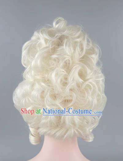 Fluffy Curly Hair Platinum Aristocratic Queen Palace Masquerade Cos Wig