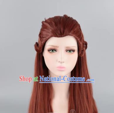 100CM Brown Beauty Pointed Elf Female Cosplay Anime Wig