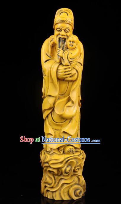 Chinese Handicraft Sculpture Handmade Statue Ox Bone Carving Collection