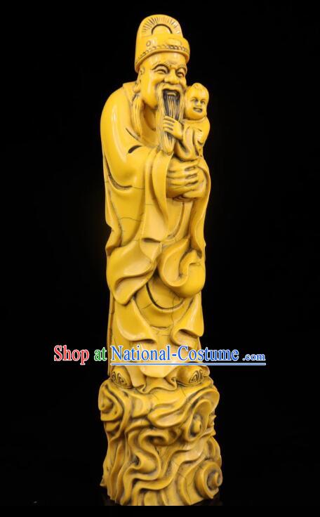 Chinese Handicraft Sculpture Handmade Statue Ox Bone Carving Collection