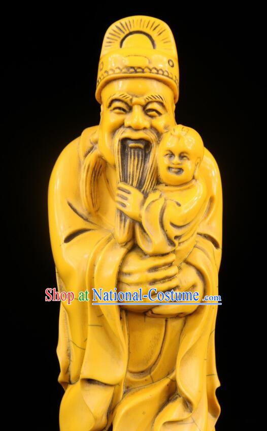 Chinese Handicraft Sculpture Handmade Statue Ox Bone Carving Collection