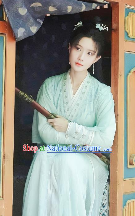 Ancient China Young Woman Green Dress TV Series Mysterious Lotus Casebook Chivalrous Lady Su Xiaoyong Clothing