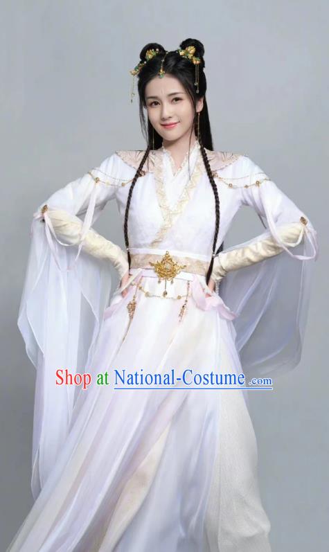 China Ancient Swordswoman Clothing TV Series Till The End of The Moon Fairy Sang Jiu White Dress