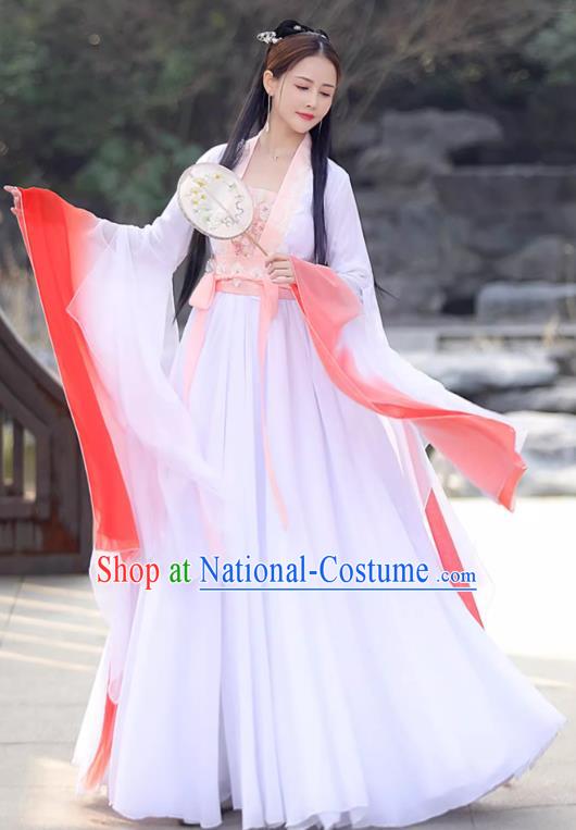 Ancient Goddess Clothing Female Hanfu Red Wide Sleeve Flow Fairy Dress China Qin Dynasty Princess Costume