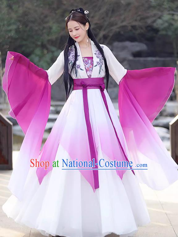 Purple Fairy Dress China Han Dynasty Princess Costume Ancient Hanfu Classical Dance Clothing