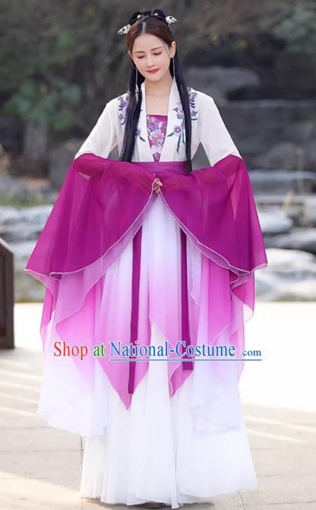 Purple Fairy Dress China Han Dynasty Princess Costume Ancient Hanfu Classical Dance Clothing