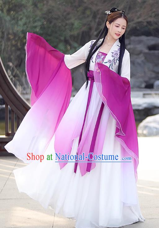 Purple Fairy Dress China Han Dynasty Princess Costume Ancient Hanfu Classical Dance Clothing