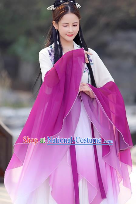 Purple Fairy Dress China Han Dynasty Princess Costume Ancient Hanfu Classical Dance Clothing