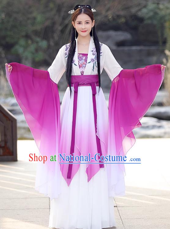 Purple Fairy Dress China Han Dynasty Princess Costume Ancient Hanfu Classical Dance Clothing