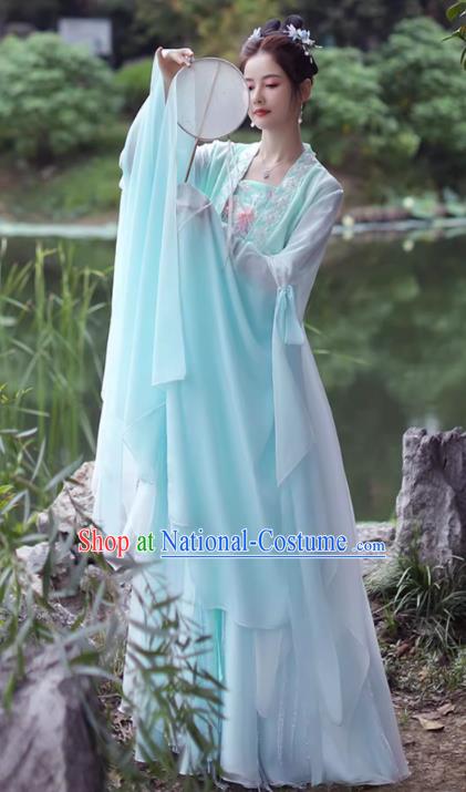 China Classical Dance Clothing Light Green Fairy Dress Song Dynasty Princess Costume Ancient Hanfu