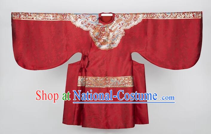 China Ancient Number One Scholar Zhuangyuan Clothing Male Wedding Hanfu Red Robe Ming Dynasty Groom Costume