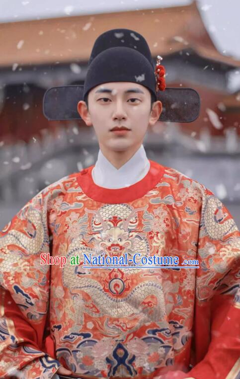 China Ming Dynasty Groom Costume Ancient Number One Scholar Zhuangyuan Clothing Male Wedding Hanfu Red Robe