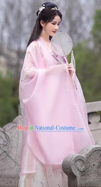 China Ancient Hanfu Hezi Qun Tang Dynasty Princess Costume Classical Dance Pink Dress